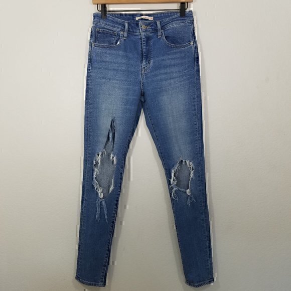 Levi's 721 High Rise Skinny Distressed Stretch Jeans Size 28 - Picture 1 of 8
